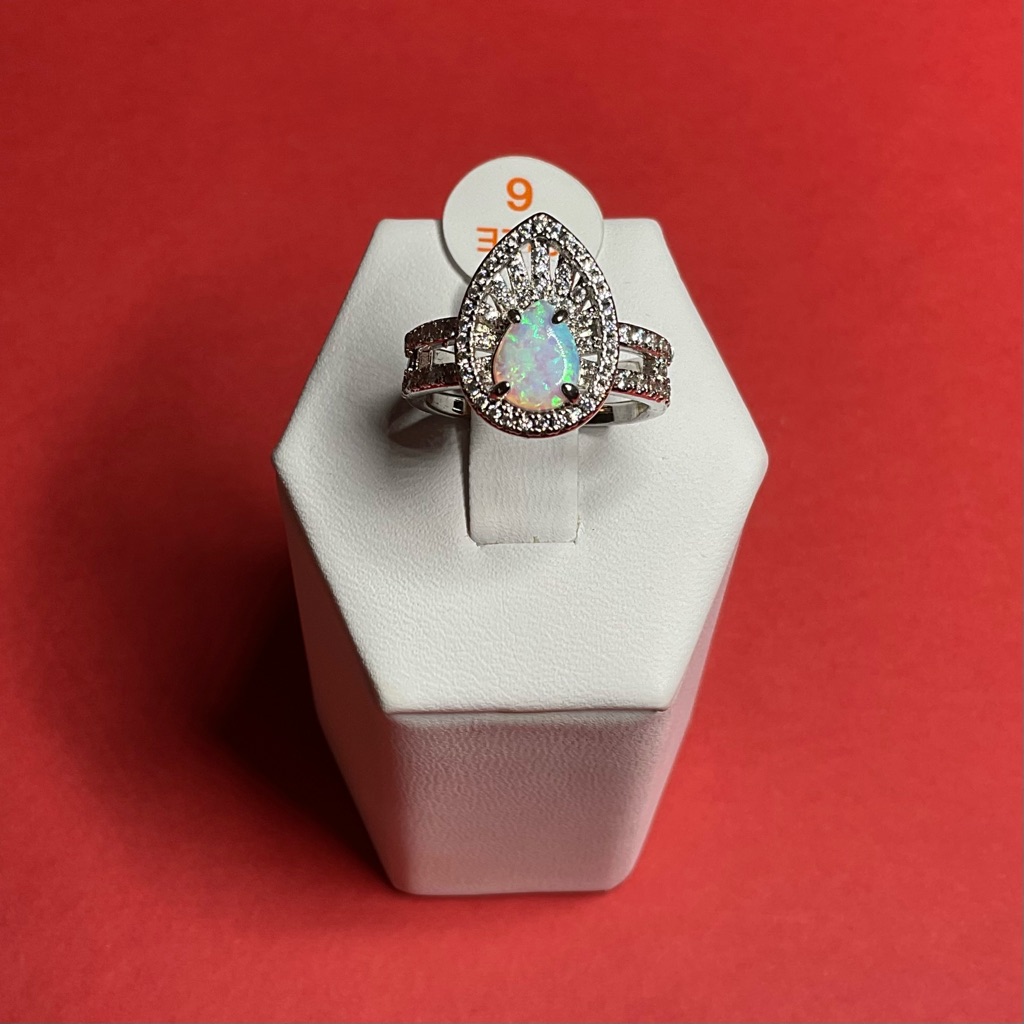 Bomb Party Rbp5381 “Love Yourself Always” Lab Grown Opal Rhodium Sz6 Ring Nwt